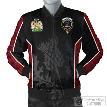 Rose Tartan Bomber Jacket with Family Crest and Scottish Thistle Vibes Sport Style