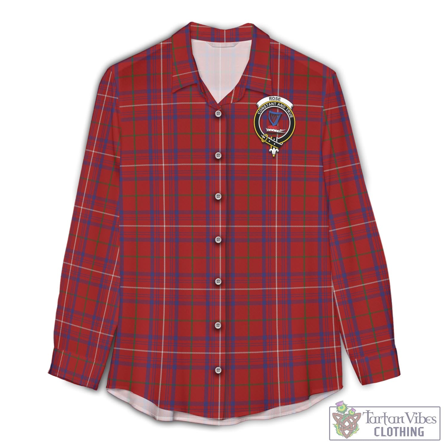 Tartan Vibes Clothing Rose Tartan Womens Casual Shirt with Family Crest