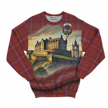 Tartan Vibes Clothing Rose Tartan Family Crest Sweatshirt with Scottish Ancient Castle Style