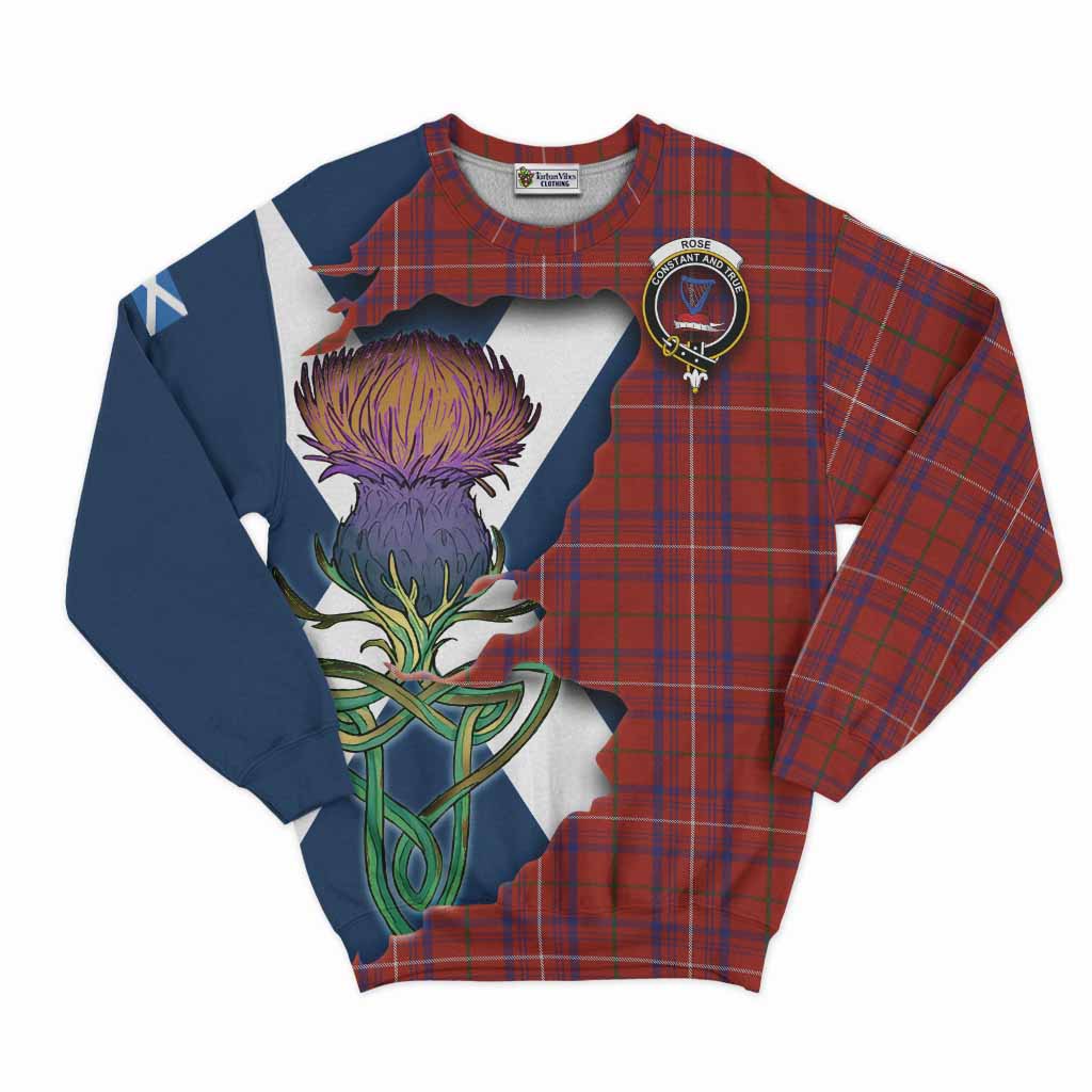 Tartan Vibes Clothing Rose Tartan Family Crest Sweatshirt Scottish Thistle Celtic Inspired