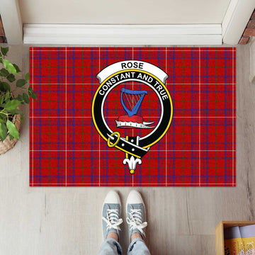 Rose Tartan Rubber Doormat with Family Crest