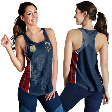 Rose Tartan Women's Racerback Tanks with Family Crest and Scottish Thistle Vibes Sport Style