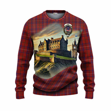Tartan Vibes Clothing Rose Tartan Family Crest Knitted Sweater with Scottish Ancient Castle Style