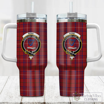 Tartan Vibes Clothing Rose Tartan and Family Crest Tumbler with Handle