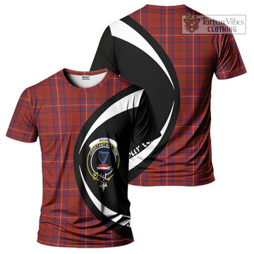 Tartan Vibes Clothing Rose Tartan T-Shirt with Family Crest Circle Style