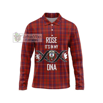 Rose Tartan Long Sleeve Polo Shirt with Family Crest DNA In Me Style Unisex - Tartanvibesclothing Shop