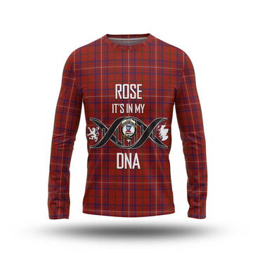 Rose Tartan Long Sleeve T-Shirt with Family Crest DNA In Me Style