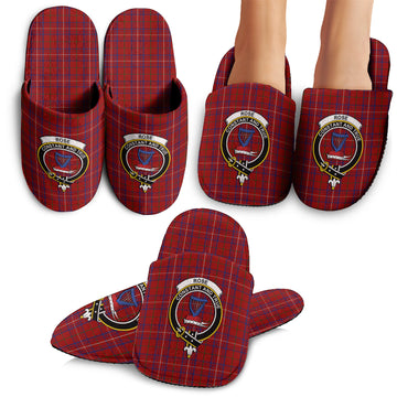 Rose Tartan Home Slippers with Family Crest