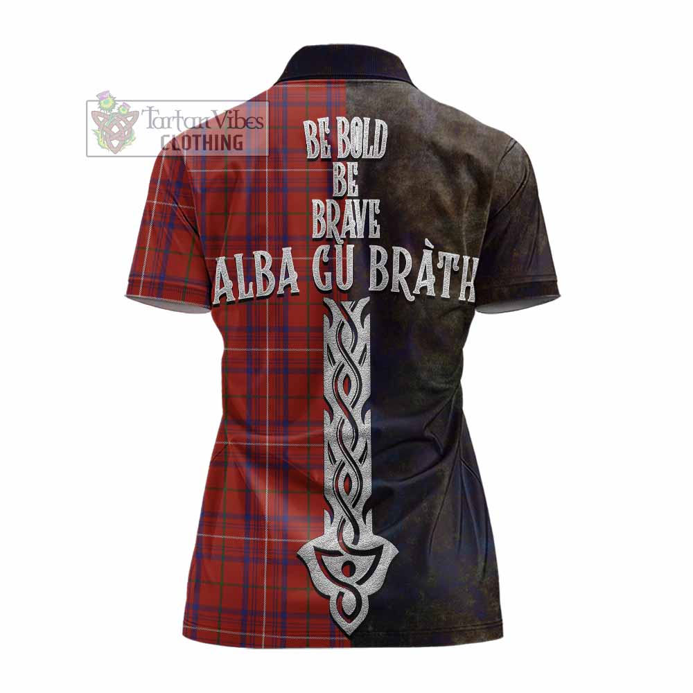 Tartan Vibes Clothing Rose Tartan Family Crest Women's Polo Shirt Alba Gu Brath Be Brave Lion Ancient Style