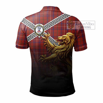 Rose Crest Tartan Polo Shirt with Golden Lion Emblem Celtic Style