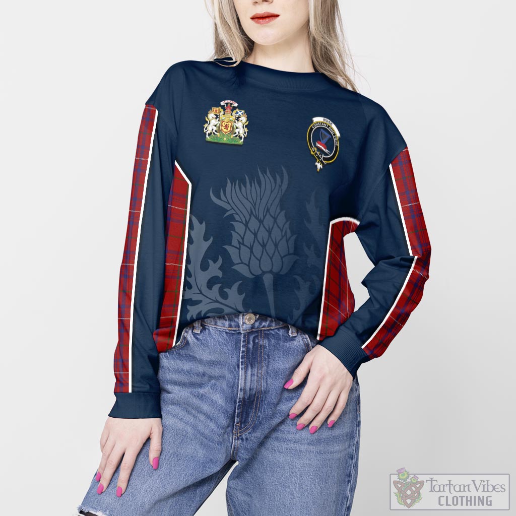 Tartan Vibes Clothing Rose Tartan Sweatshirt with Family Crest and Scottish Thistle Vibes Sport Style