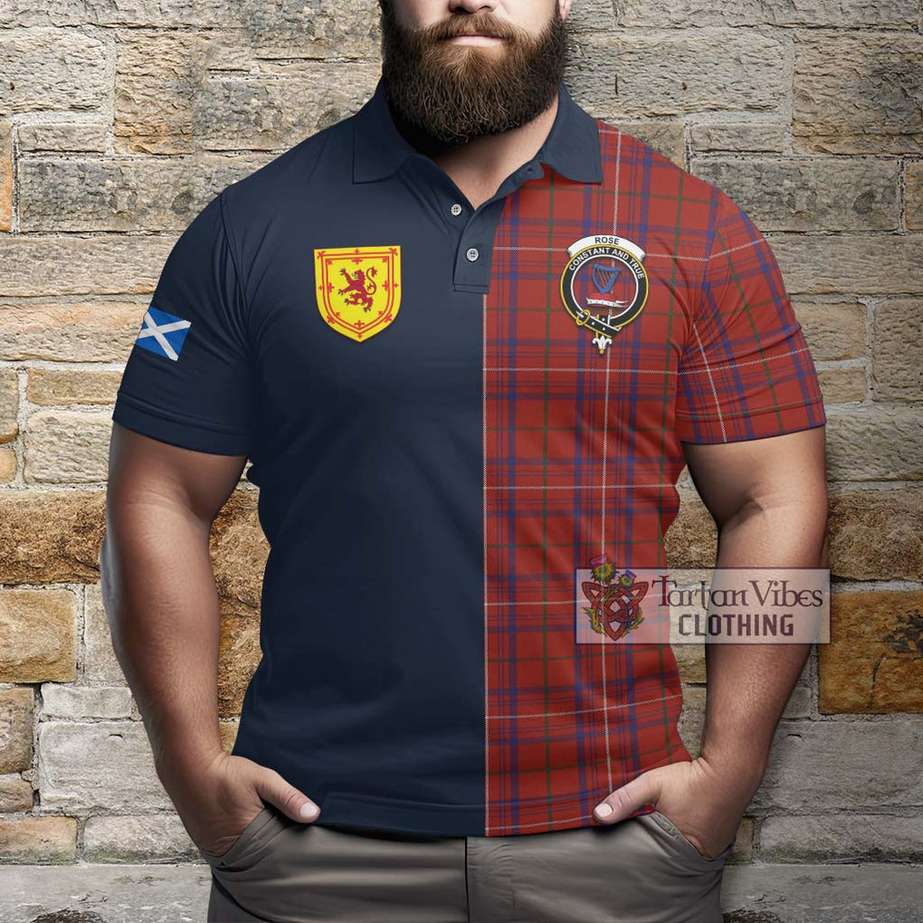 Tartan Vibes Clothing Rose Tartan Polo Shirt with Scottish Lion Royal Arm Half Style
