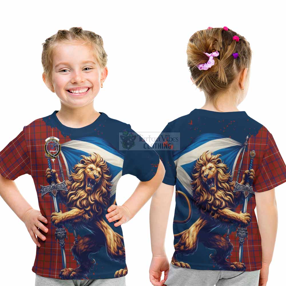 Tartan Vibes Clothing Rose Tartan Family Crest Kid T-Shirt with Scottish Majestic Lion