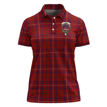 Rose Tartan Polo Shirt with Family Crest For Women