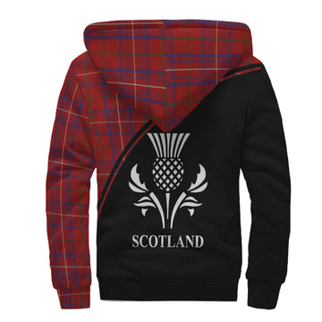 Rose Tartan Sherpa Hoodie with Family Crest Curve Style