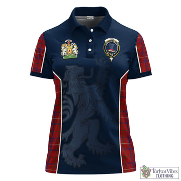 Rose Tartan Women's Polo Shirt with Family Crest and Lion Rampant Vibes Sport Style