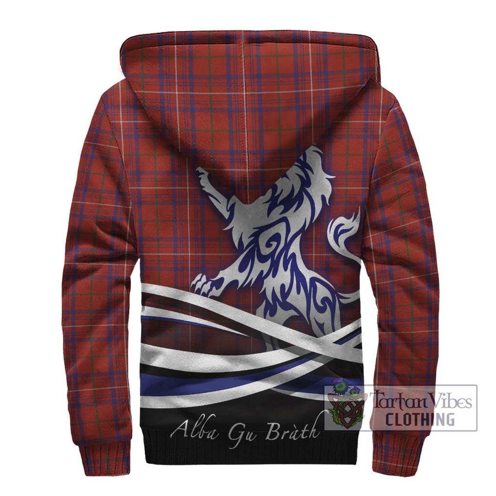 Rose Tartan Sherpa Hoodie with Alba Gu Brath Regal Lion Emblem - Tartanvibesclothing Shop