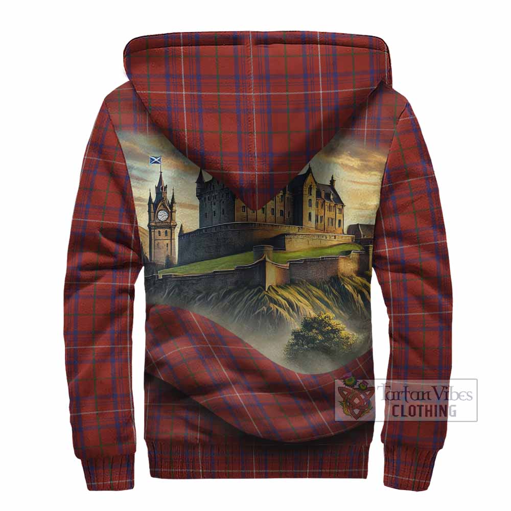 Rose Tartan Family Crest Sherpa Hoodie with Scottish Ancient Castle Style - Tartan Vibes Clothing