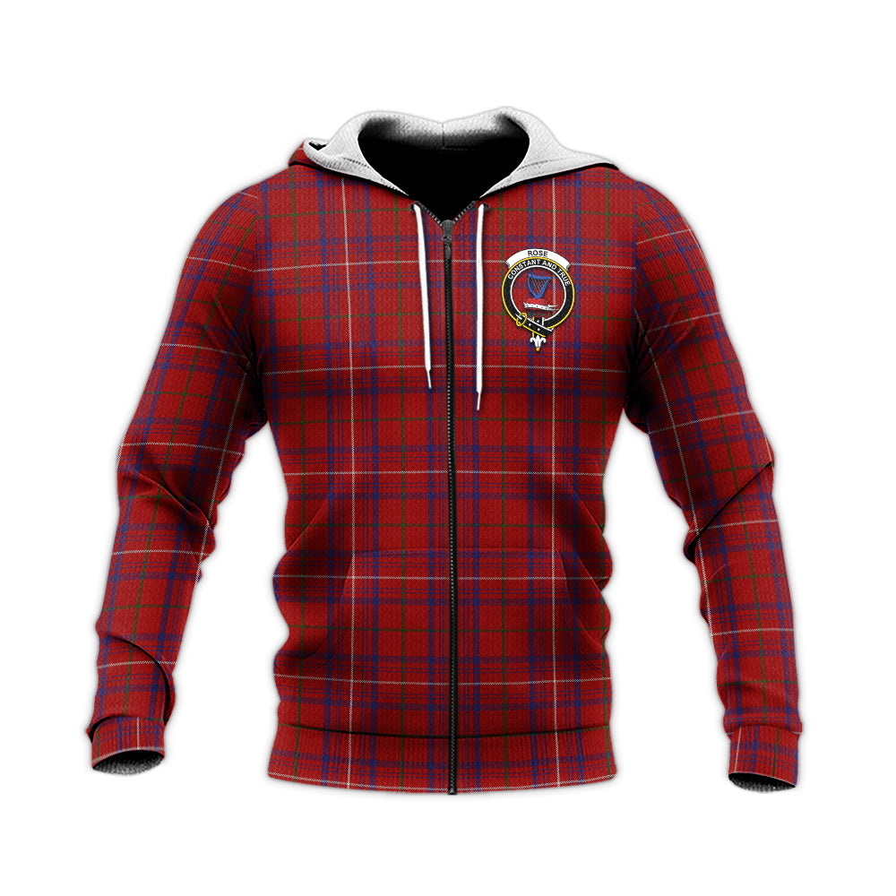 Rose Tartan Knitted Hoodie with Family Crest Unisex Knitted Zip Hoodie - Tartan Vibes Clothing