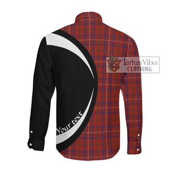 Rose Tartan Long Sleeve Button Up with Family Crest Circle Style Men's Shirt - Tartan Vibes Clothing