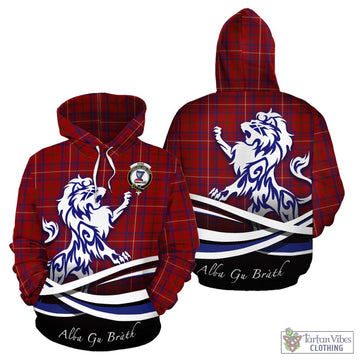 Rose Tartan Hoodie with Alba Gu Brath Regal Lion Emblem