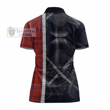Tartan Vibes Clothing Rose Tartan Women's Polo Shirt with Family Crest Cross Sword Thistle Celtic Vibes