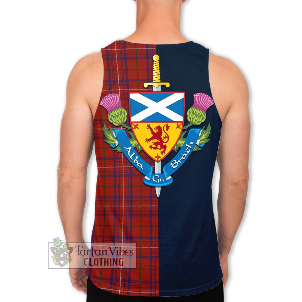 Tartan Vibes Clothing Rose Tartan Men's Tank Top with Scottish Lion Royal Arm Half Style