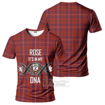 Rose Tartan T-Shirt with Family Crest DNA In Me Style - Tartan Vibes Clothing