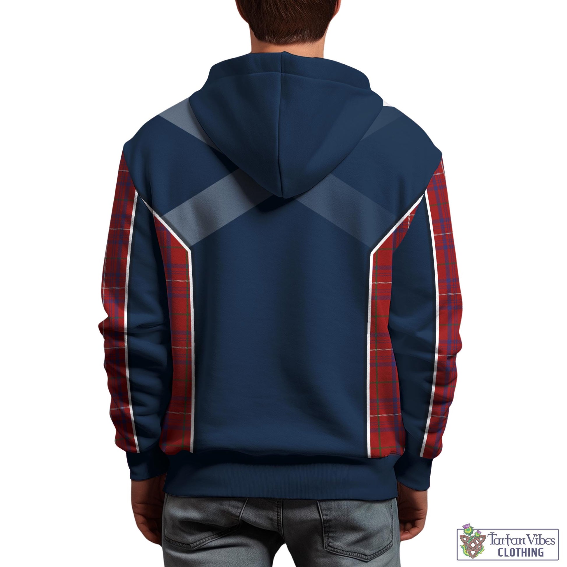 Tartan Vibes Clothing Rose Tartan Hoodie with Family Crest and Lion Rampant Vibes Sport Style