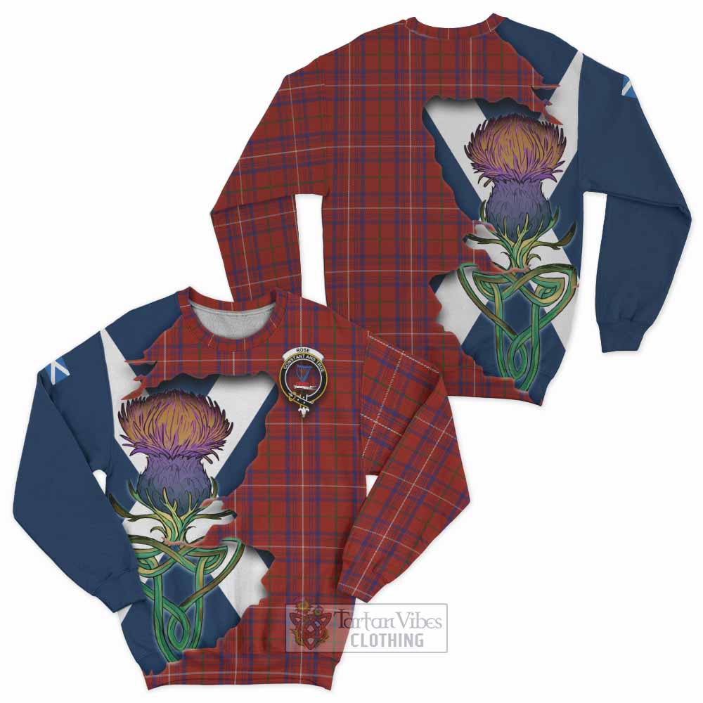 Tartan Vibes Clothing Rose Tartan Family Crest Sweatshirt Scottish Thistle Celtic Inspired