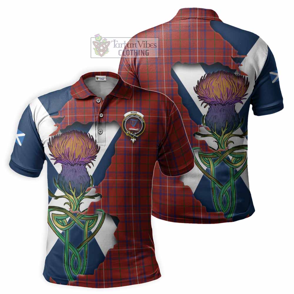 Tartan Vibes Clothing Rose Tartan Family Crest Polo Shirt Scottish Thistle Celtic Inspired