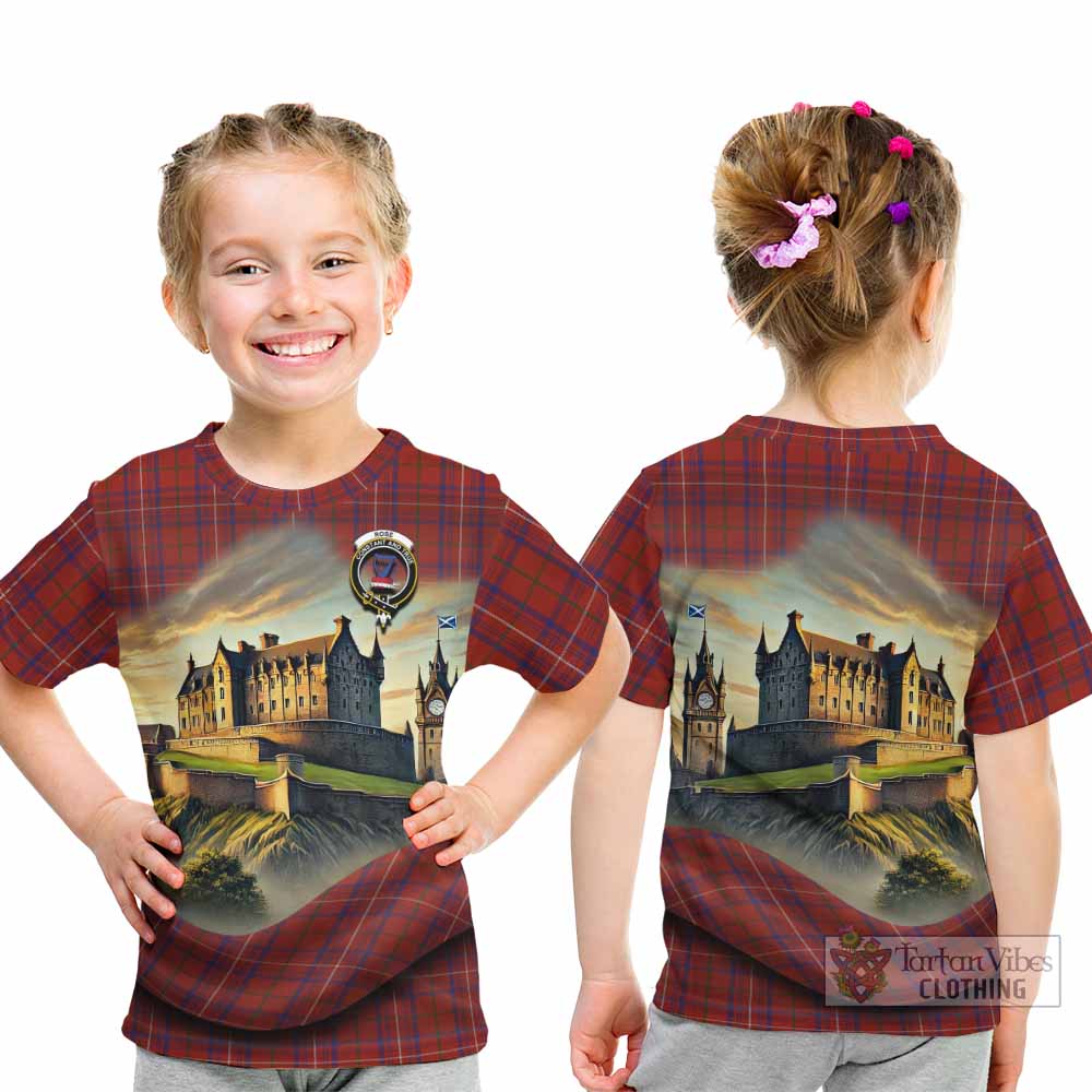 Tartan Vibes Clothing Rose Tartan Family Crest Kid T-Shirt with Scottish Ancient Castle Style