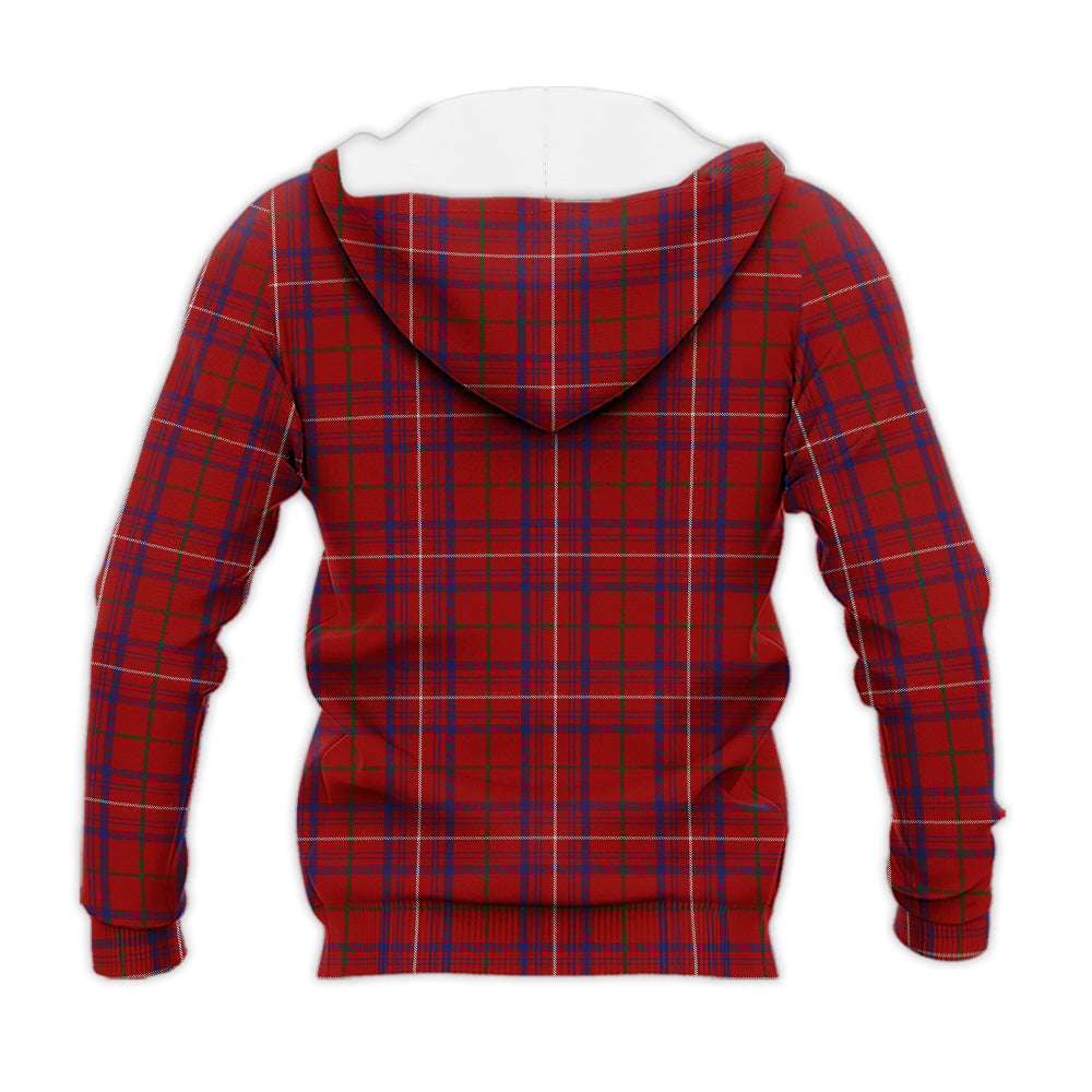 Rose Tartan Knitted Hoodie with Family Crest - Tartan Vibes Clothing