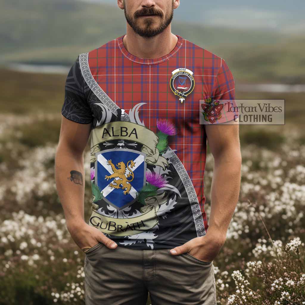 Tartan Vibes Clothing Rose Tartan Family Crest T-Shirt Lion Rampant Royal Thistle Shield Celtic Inspired