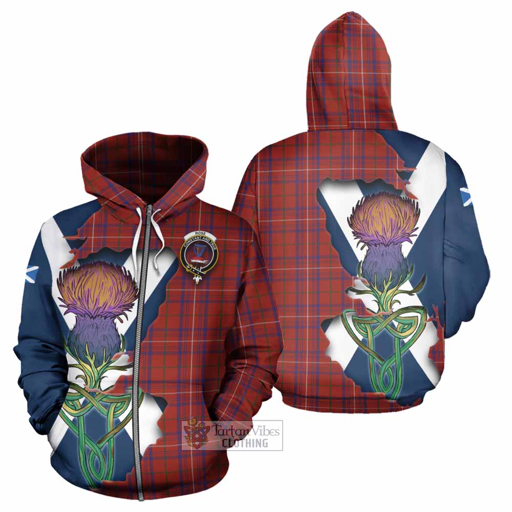 Tartan Vibes Clothing Rose Tartan Family Crest Hoodie Scottish Thistle Celtic Inspired