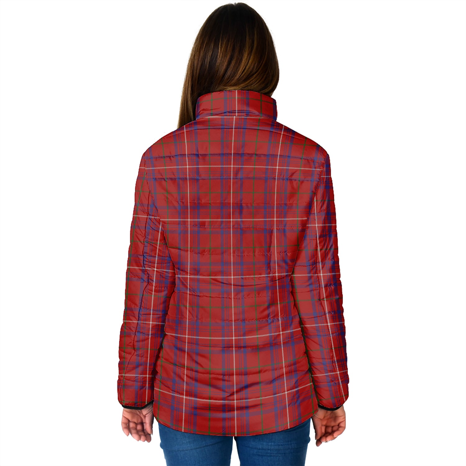 Rose Tartan Padded Jacket with Family Crest - Tartan Vibes Clothing