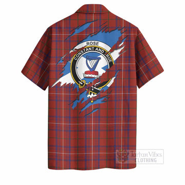 Rose Clan Crest In Me Tartan Hawaiian Shirt Scotland Flag Style