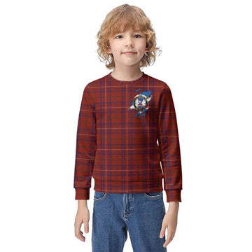 Rose Clan Crest In Me Tartan Kid Knitted Sweatshirt Scotland Flag Style
