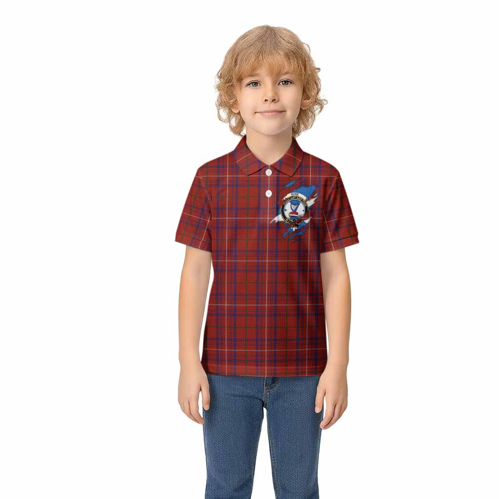 Rose Clan Crest In Me Tartan Kid Polo Shirt Scotland Flag Style