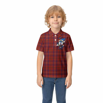 Rose Clan Crest In Me Tartan Kid Polo Shirt Scotland Flag Style