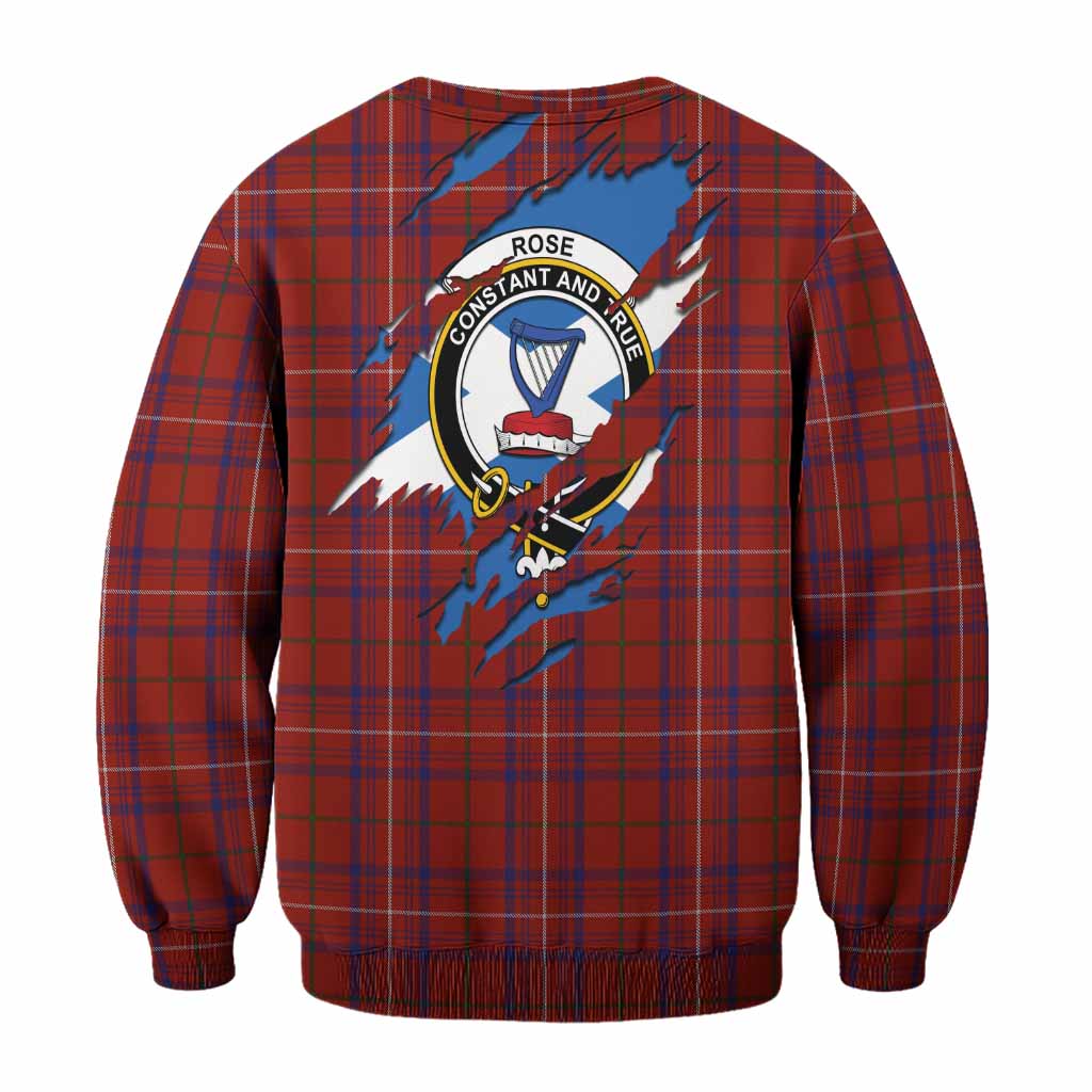 Rose Clan Crest In Me Tartan Sweatshirt Scotland Flag Style