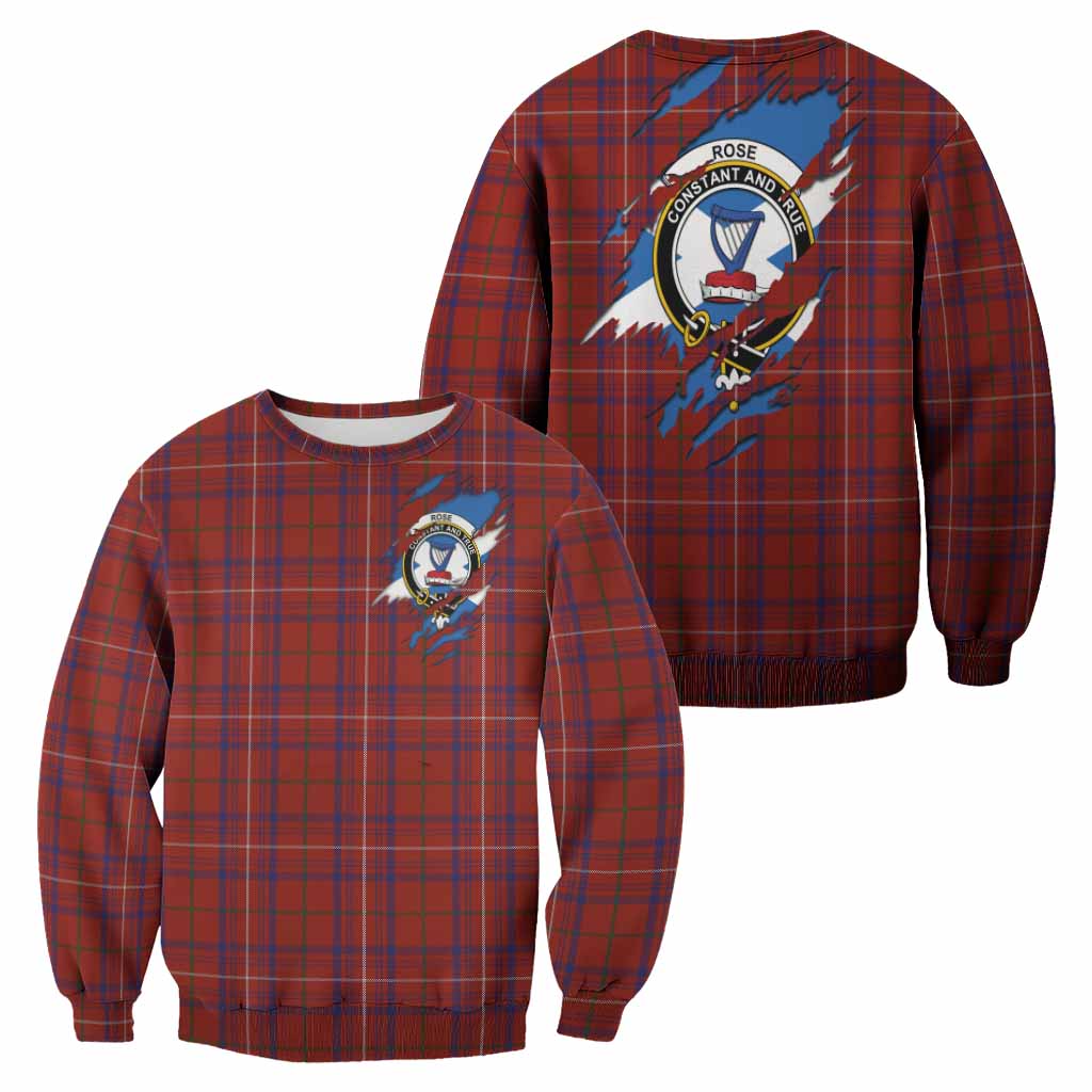 Rose Clan Crest In Me Tartan Sweatshirt Scotland Flag Style
