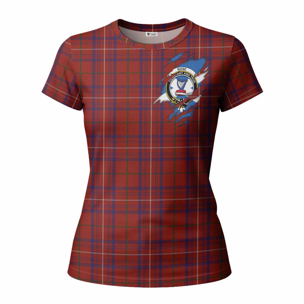 Rose Clan Crest In Me Tartan Women T shirt Scotland Flag Style