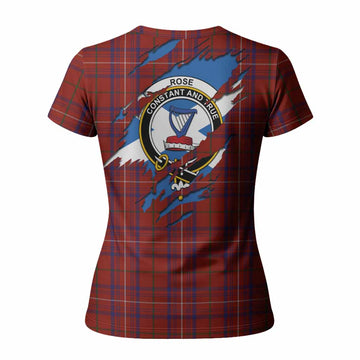 Rose Clan Crest In Me Tartan Women T shirt Scotland Flag Style