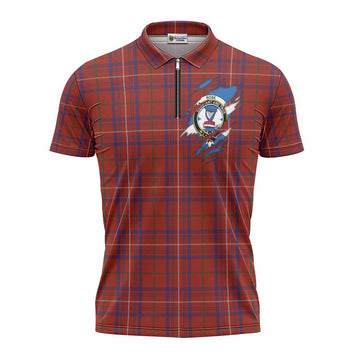 Rose Clan Crest In Me Tartan Zipper Polo Shirt Scotland Flag Style