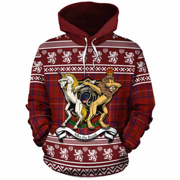 Rose Clan Tartan Crest Christmas Cotton Hoodie Coat of Arms Funny Style