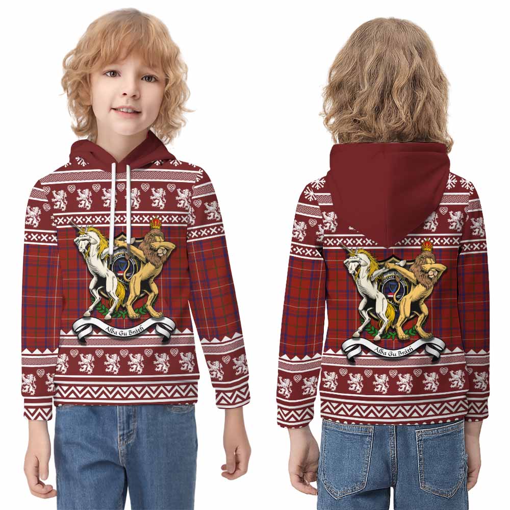 Rose Clan Tartan Crest Christmas Kid Hoodie Coat of Arms Funny Style - Tartan Vibes Clothing
