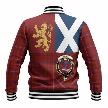 Rose Crest Tartan Baseball Jacket with Lion Rampant Saltire Style