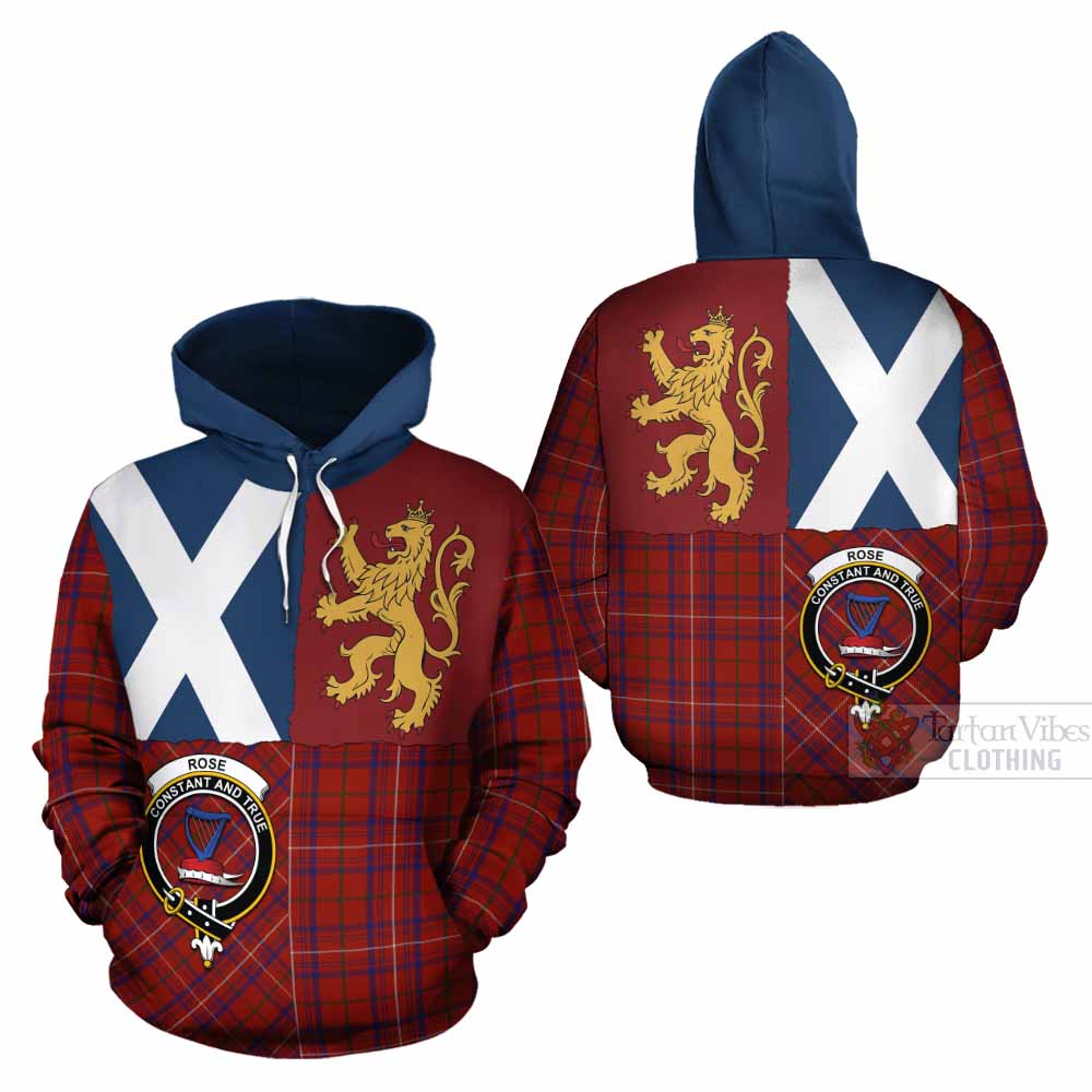 Rose Crest Tartan Cotton Hoodie with Lion Rampant Saltire Style - Tartan Vibes Clothing