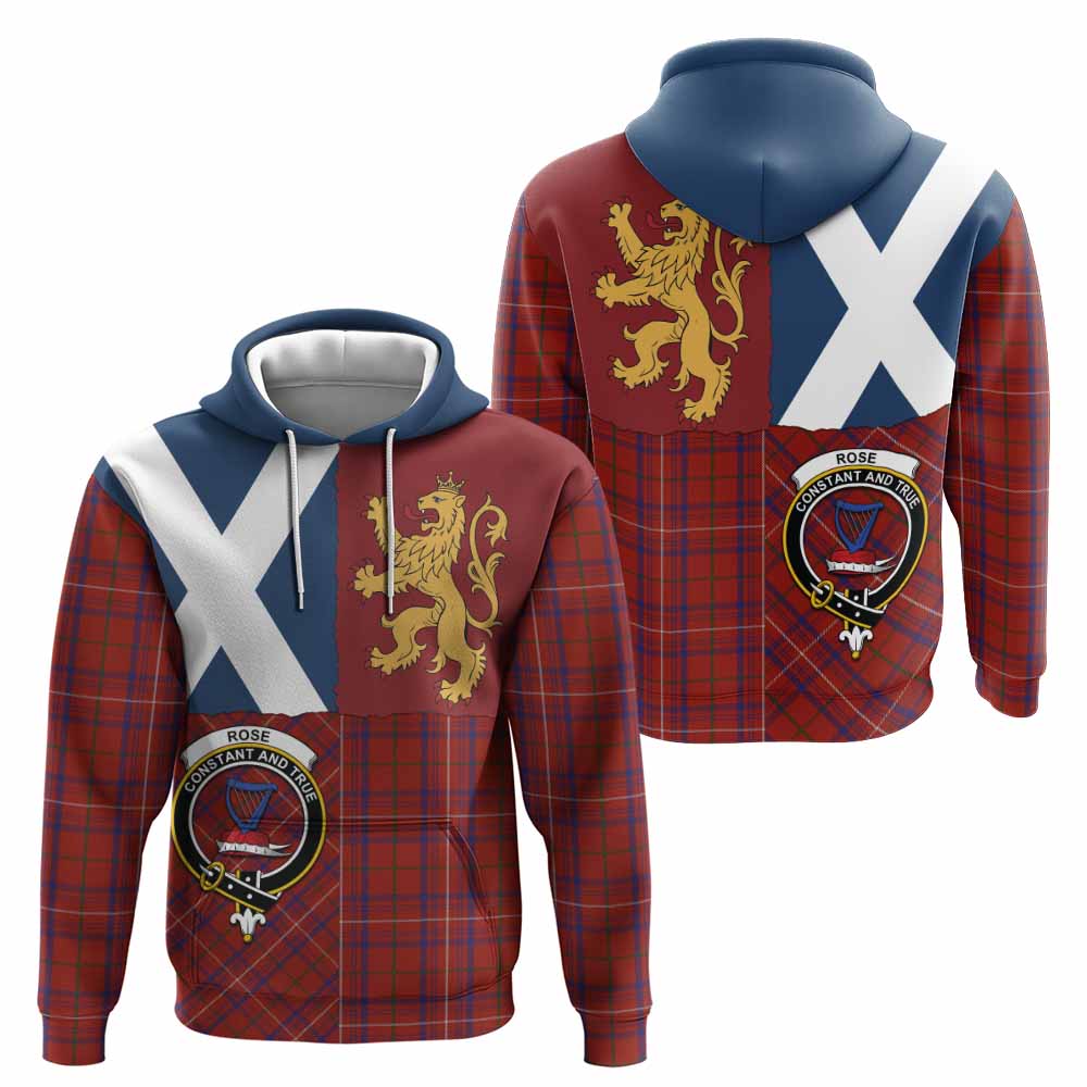 Rose Crest Tartan Hoodie with Lion Rampant Saltire Style